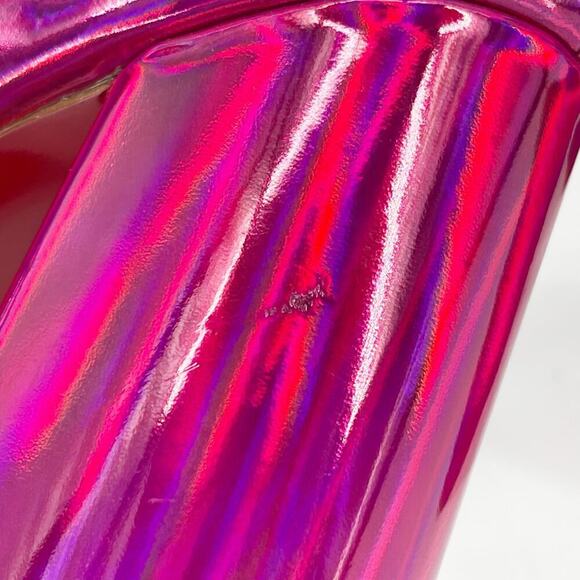 Christian Louboutin Yazefir 130 Pink Iridescent Leather Platform Pump EU 37.5 - Picture 11 of 14